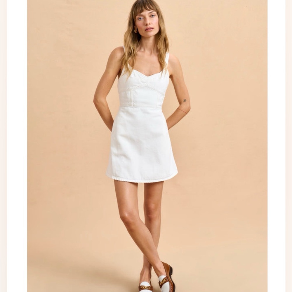 La Ligne Fiona White Denim Mini Dress